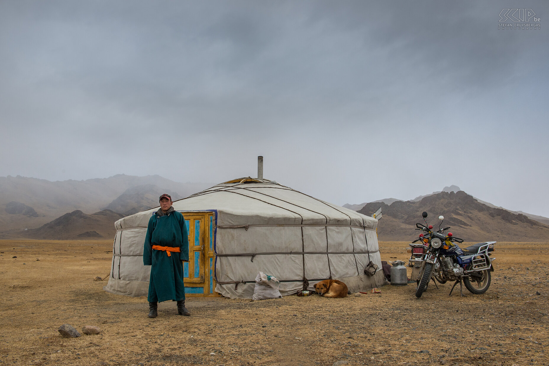 Altai - Ger and nomad Nomads and their ger in a valley in the Altai mountains. Stefan Cruysberghs